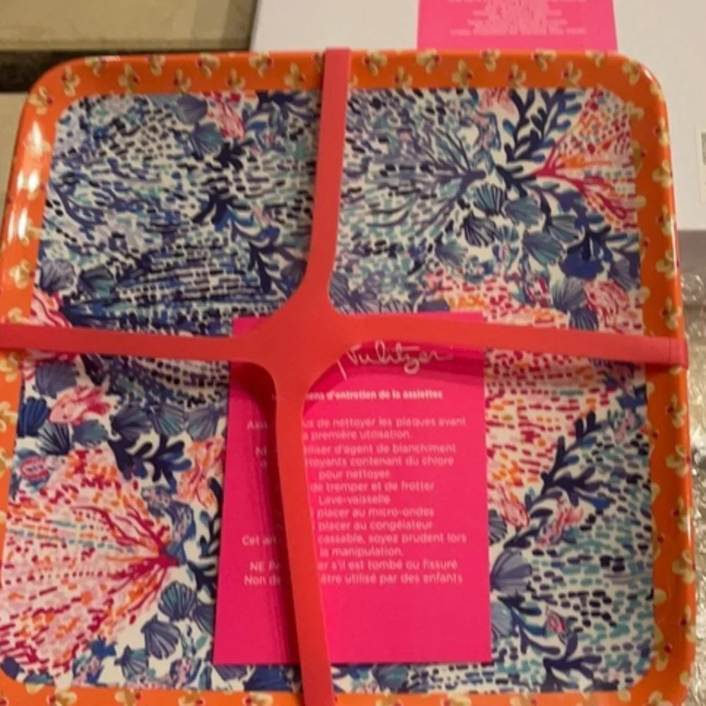 LILLY PULITZER Resort Sway with Me Melamine Dinner Plates (4) NIB